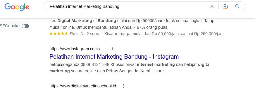 SEO Instagram : Pelatihan Internet Marketing Bandung