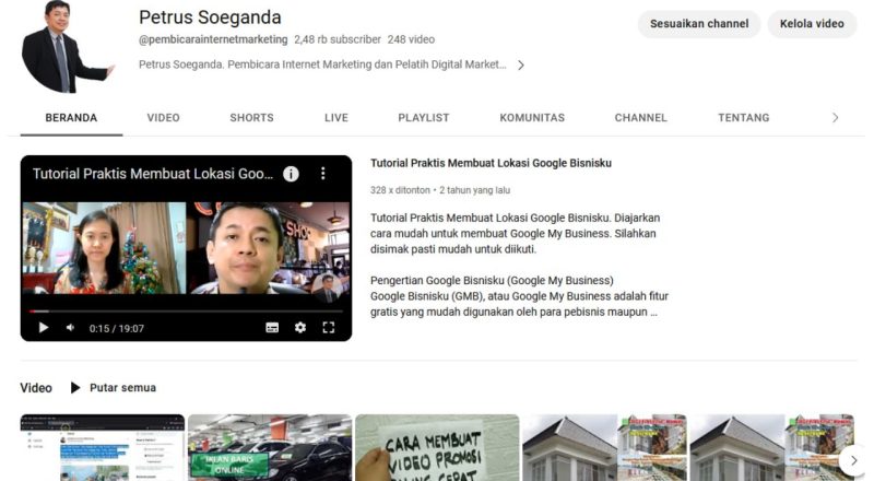 Channel Youtube Petrus Soeganda